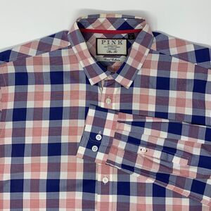 Thomas PINK Casual Collection Slim Fit Men's Long Sleeve Shirt Size Medium‎
